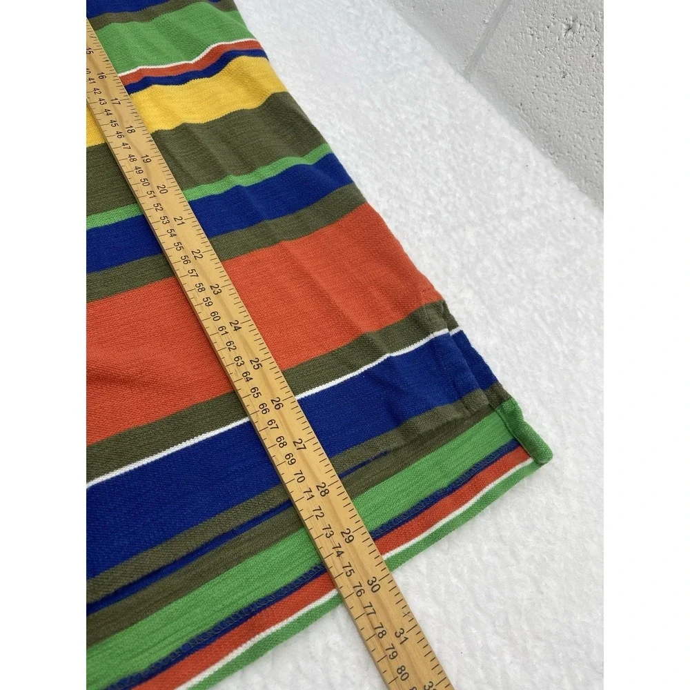 VTG 90's Ralph Lauren Polo Multi Color Wide Striped Men's Short Sleeves‎ Sz M